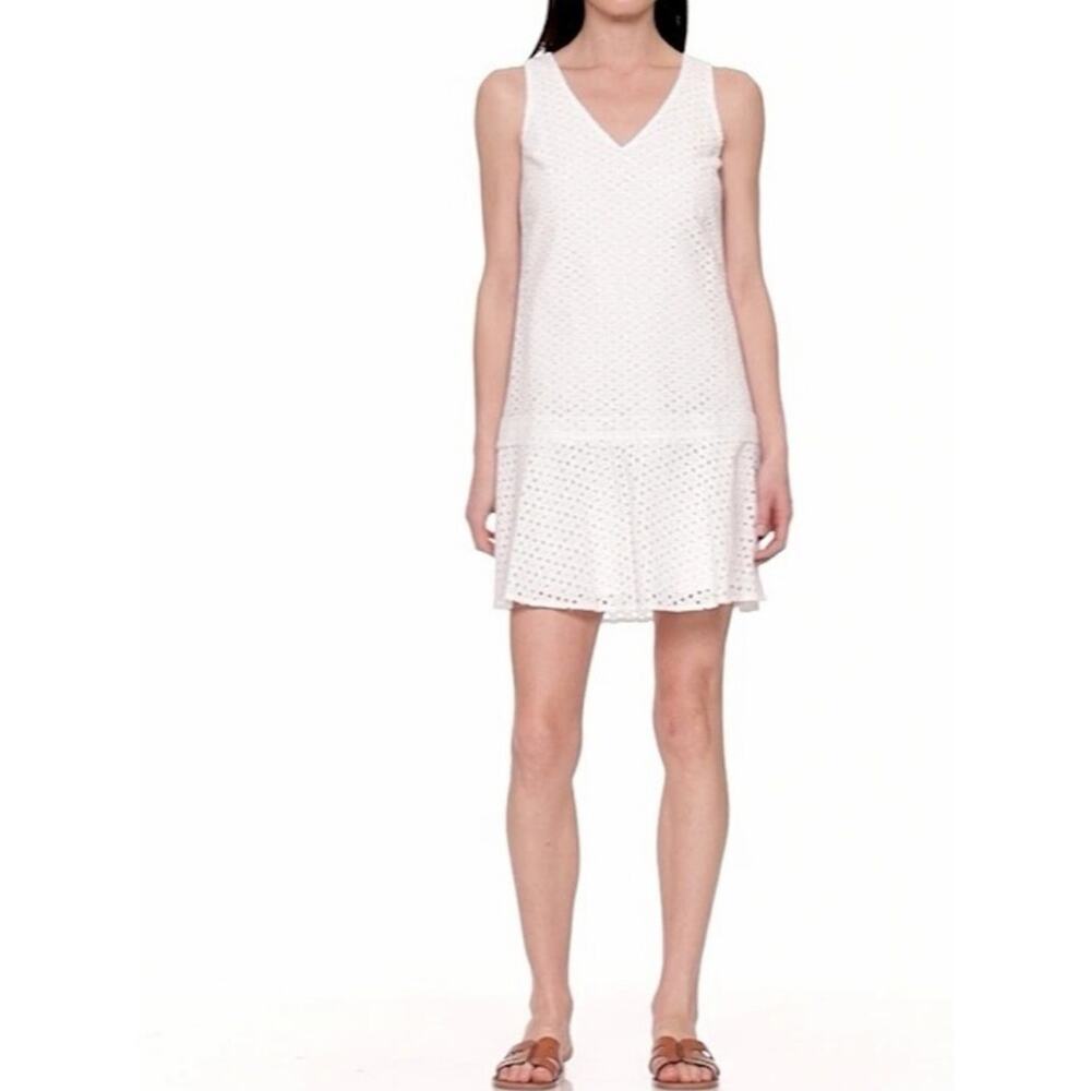 Banana Republic White Cotton Eyelet Drop Waist Dress 6 - Picture 12 of 12